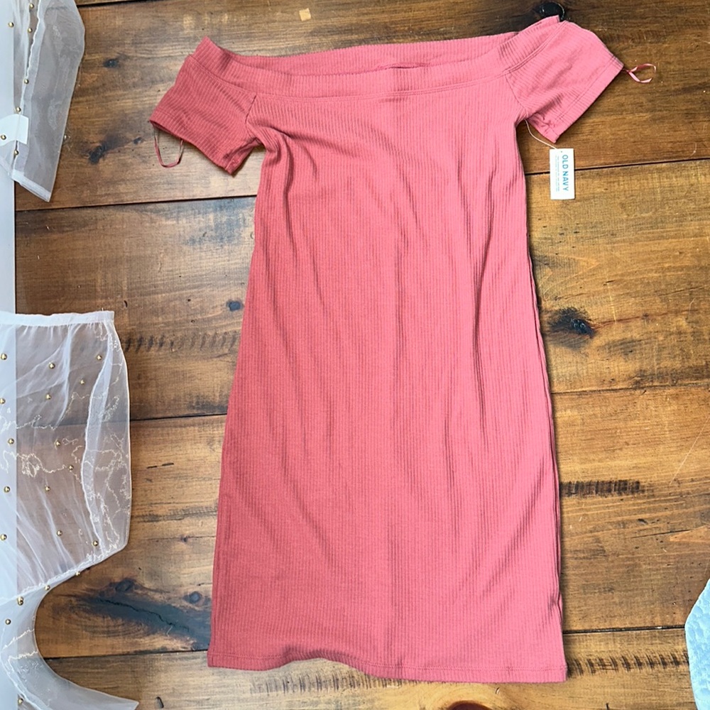 Mauve off the shoulder dress